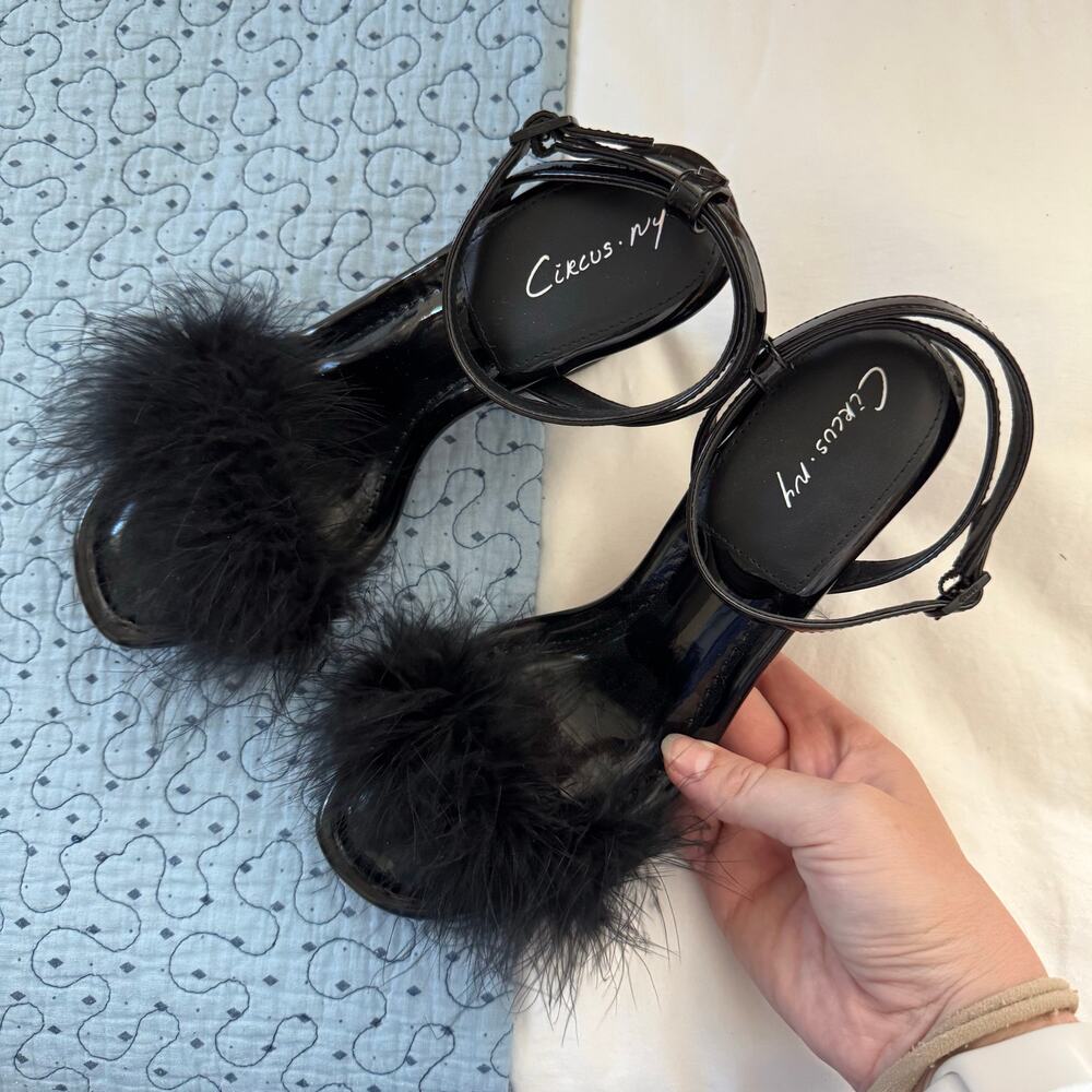 Sam Edelman Circus Black Brenna Fuzzy Open Toe He… - image 4